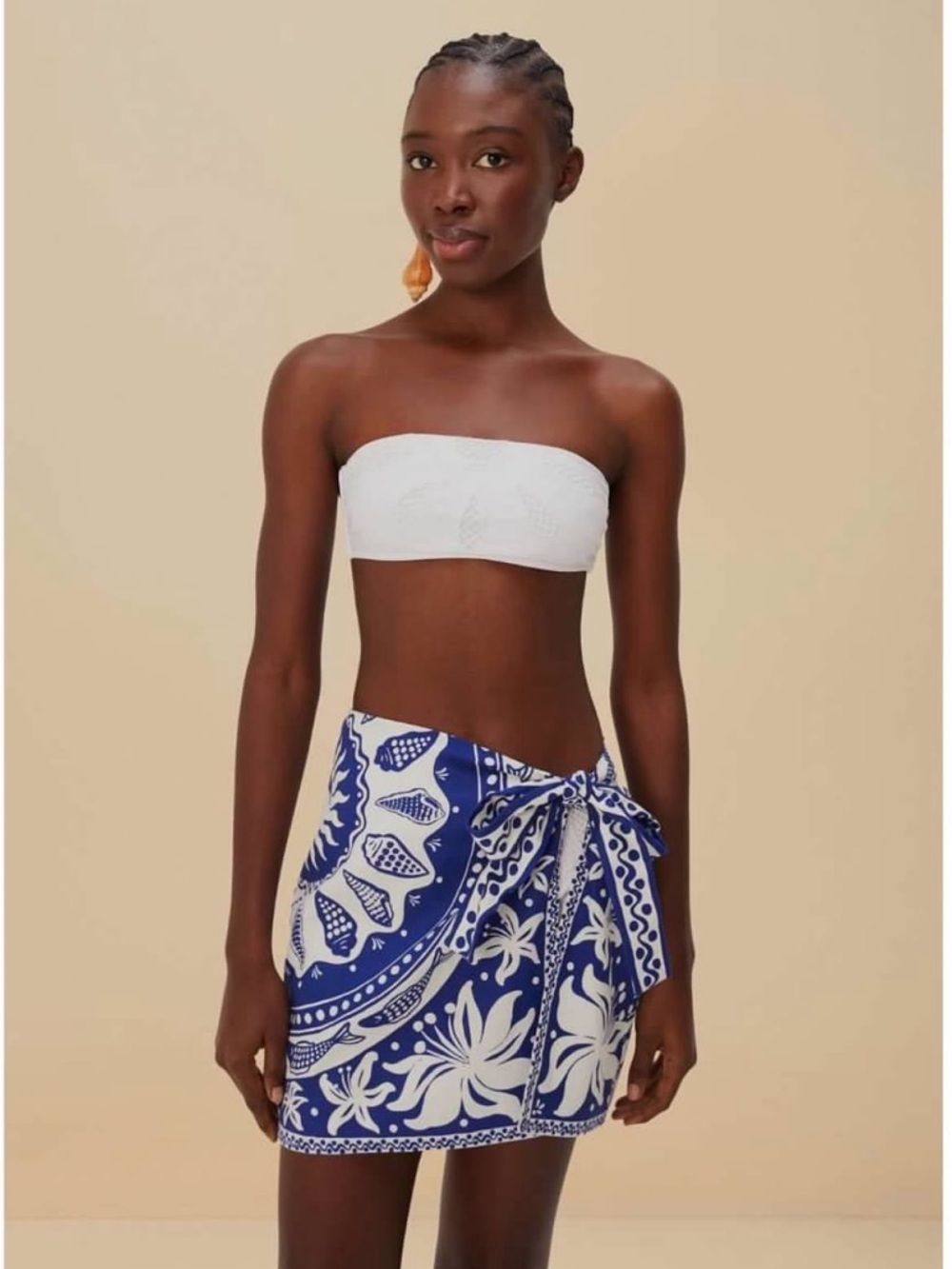 FARM Rio Blue Nature Linen Blend Tie Sarong Cover-up Skirt Size Medium NWT - Picture 11 of 14